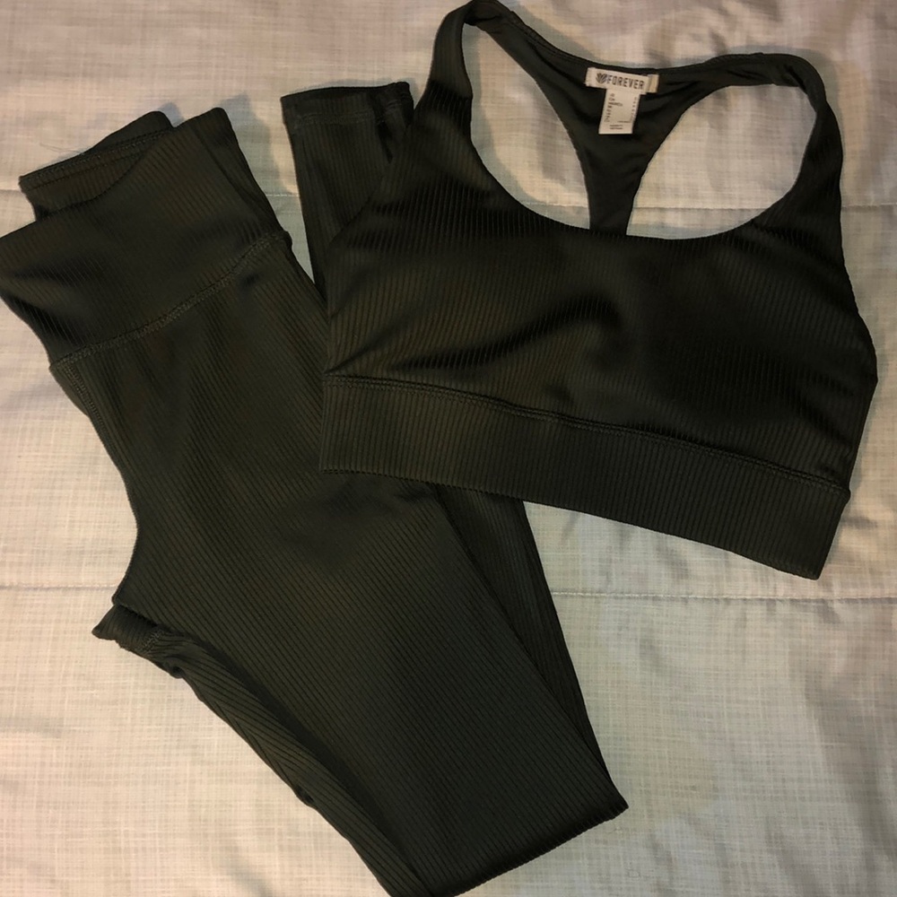 Olive legging sport bar set